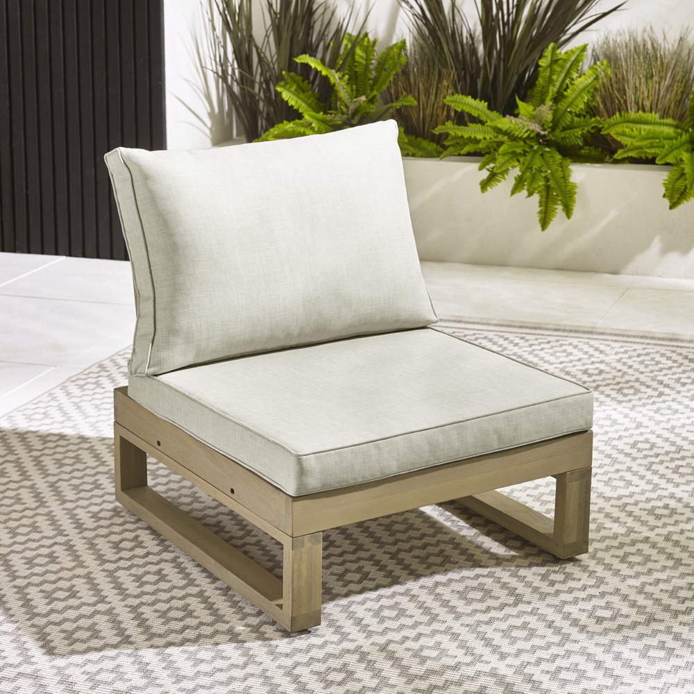 Furniturebox Sardinia 8 Seater Cream and Teak Effect Wood Outdoor Sofa Set Image 4