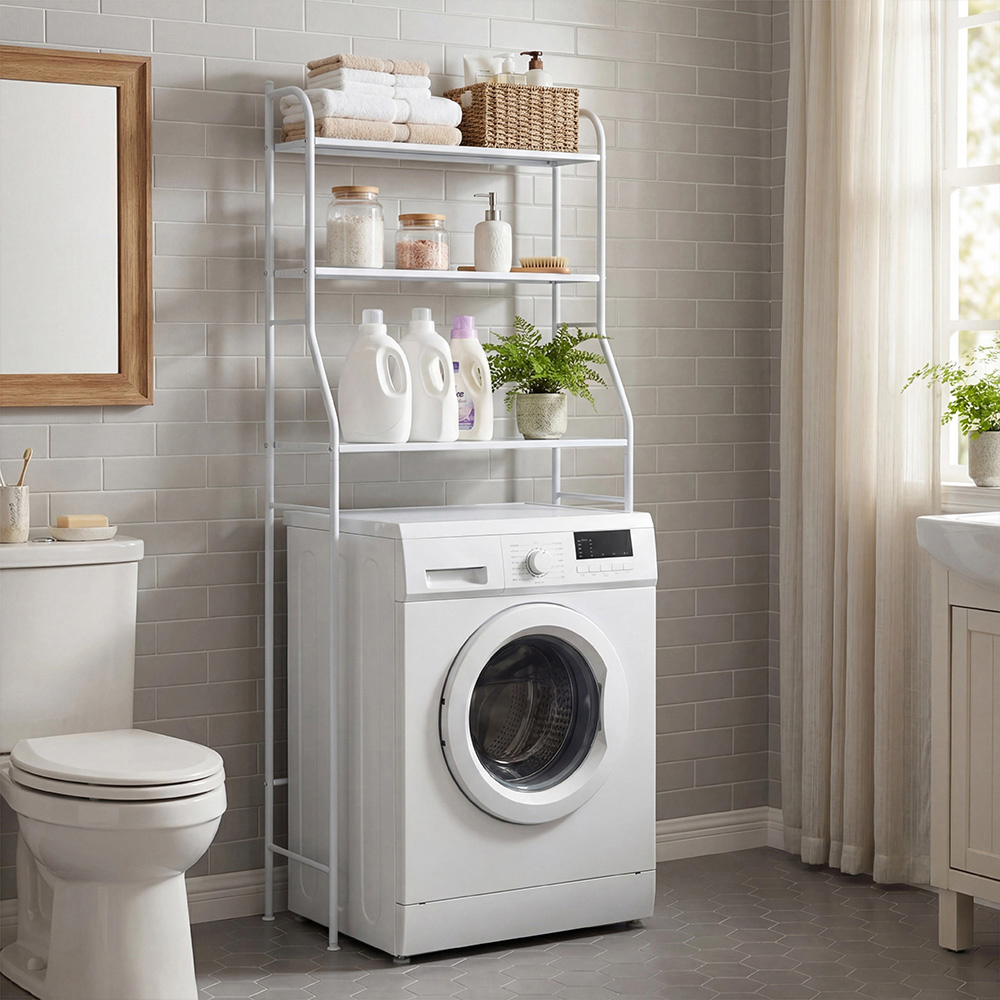 Living and Home 3 Shelf White Over-Washing Machine Storage Rack Image 7