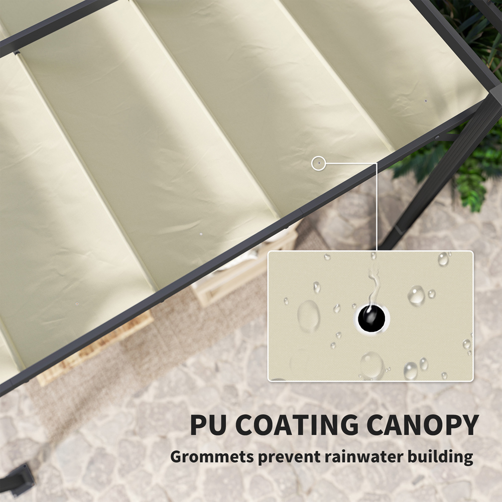 Outsunny 3 x 4m Khaki Aluminium Frame Pergola with Retractable Roof Image 7