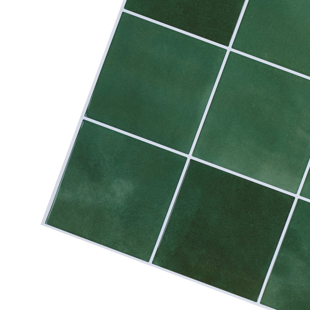 Living and Home 9 Grid Green Peel and Stick Wall Tile Sticker 10 Pack Image 7