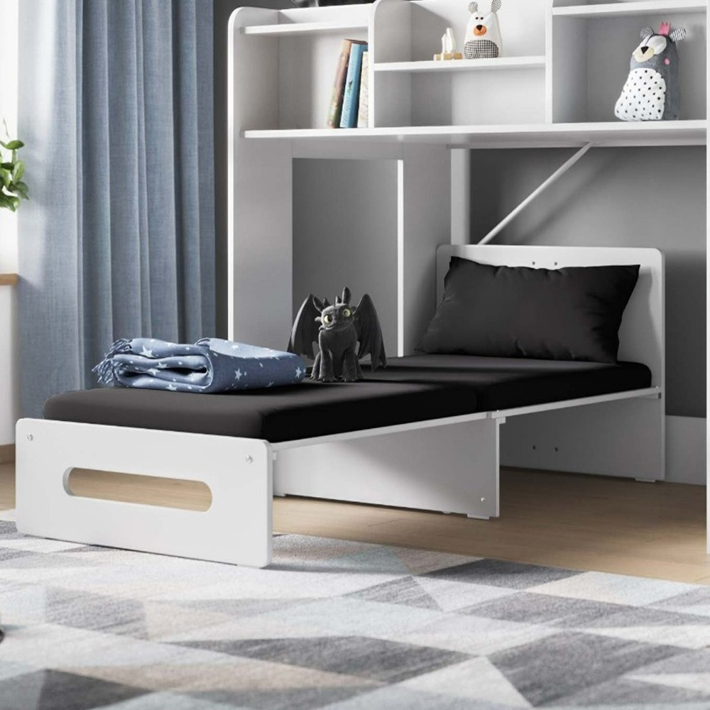 Flair Wizard White Junior High Sleeper with Black Futon Image 2