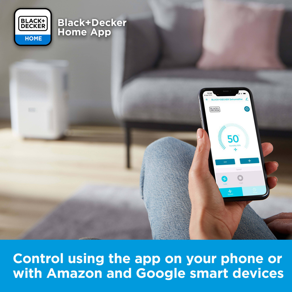 Black+Decker 12L Smart Dehumidifier with 24H Timer and 2.1L Water Tank Image 9