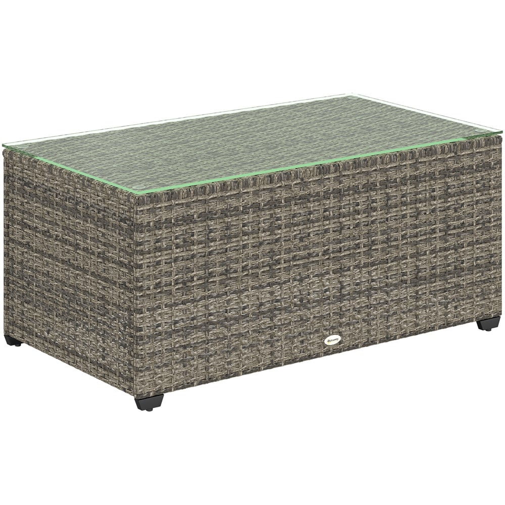 Outsunny Dark Grey Rattan Outdoor Coffee Table Image 2
