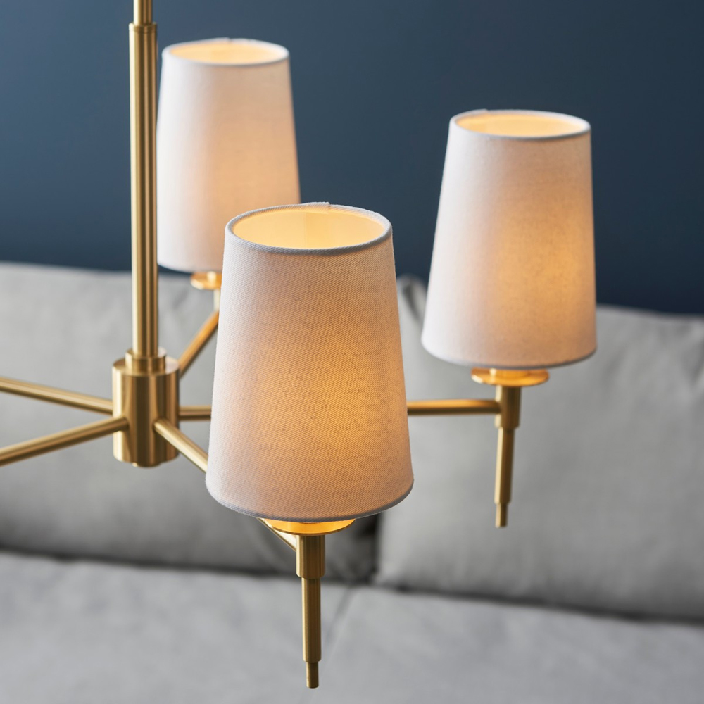 Merano Florence Multi Arm White and Satin Brass 5 Light Pendant Ceiling Lamp Image 5