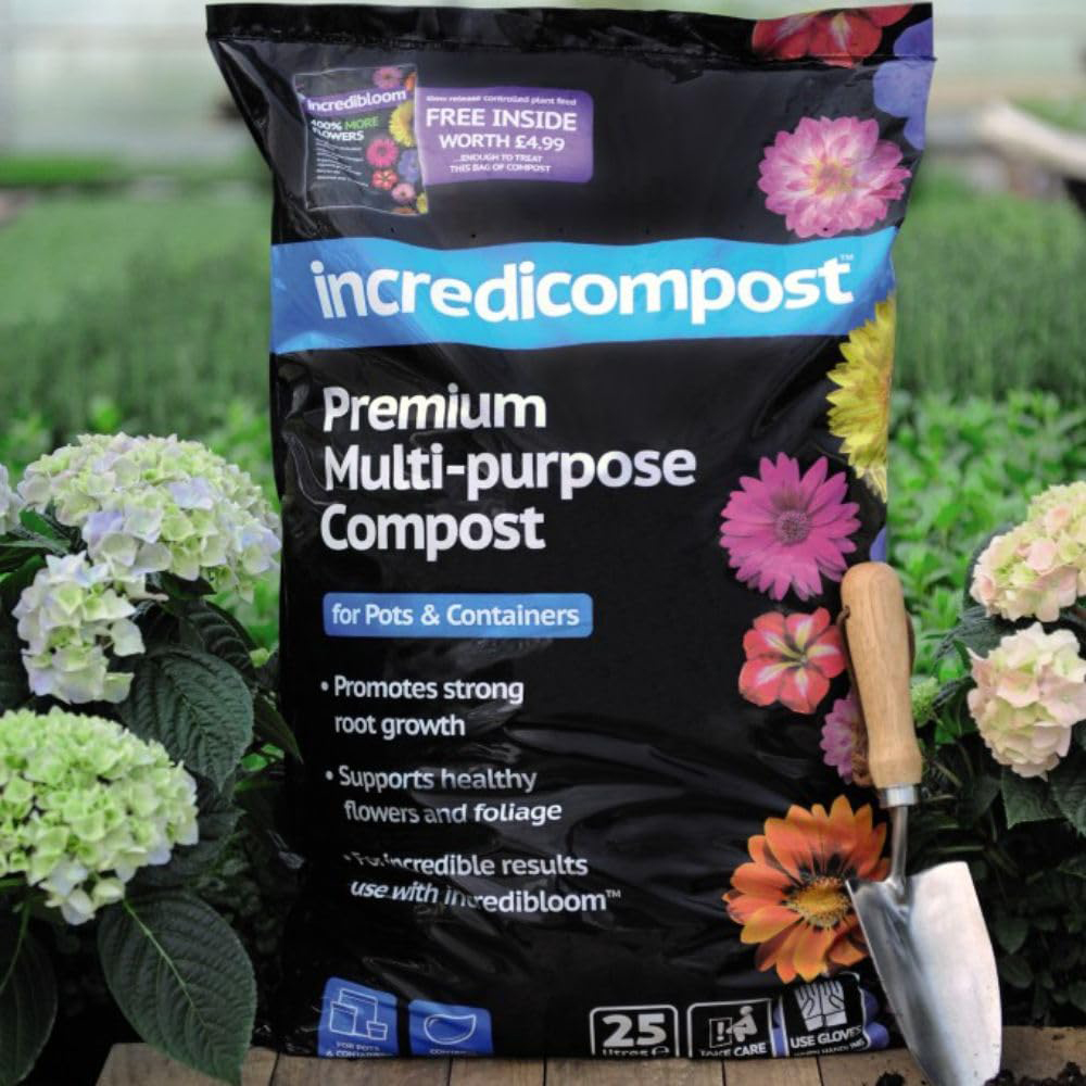 Thompson and Morgan Black and Gold Flowerpot and Incredicompost 25L Image 2