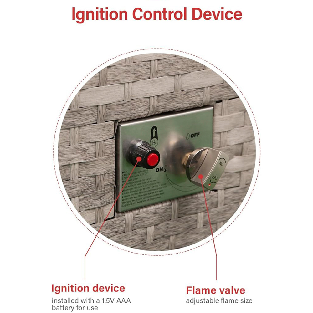 Oseasons Trinidad 6 Seater Dove Grey Rattan Modular Chaise Lounge Sofa Set with Firepit Image 6