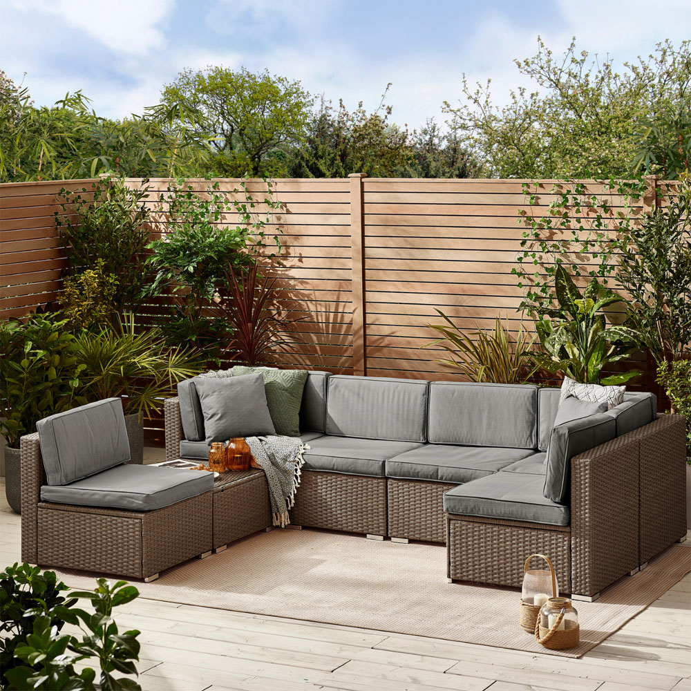 Furniturebox Windermere 6 Seater Brown Rattan Sofa Lounge Set Image 5
