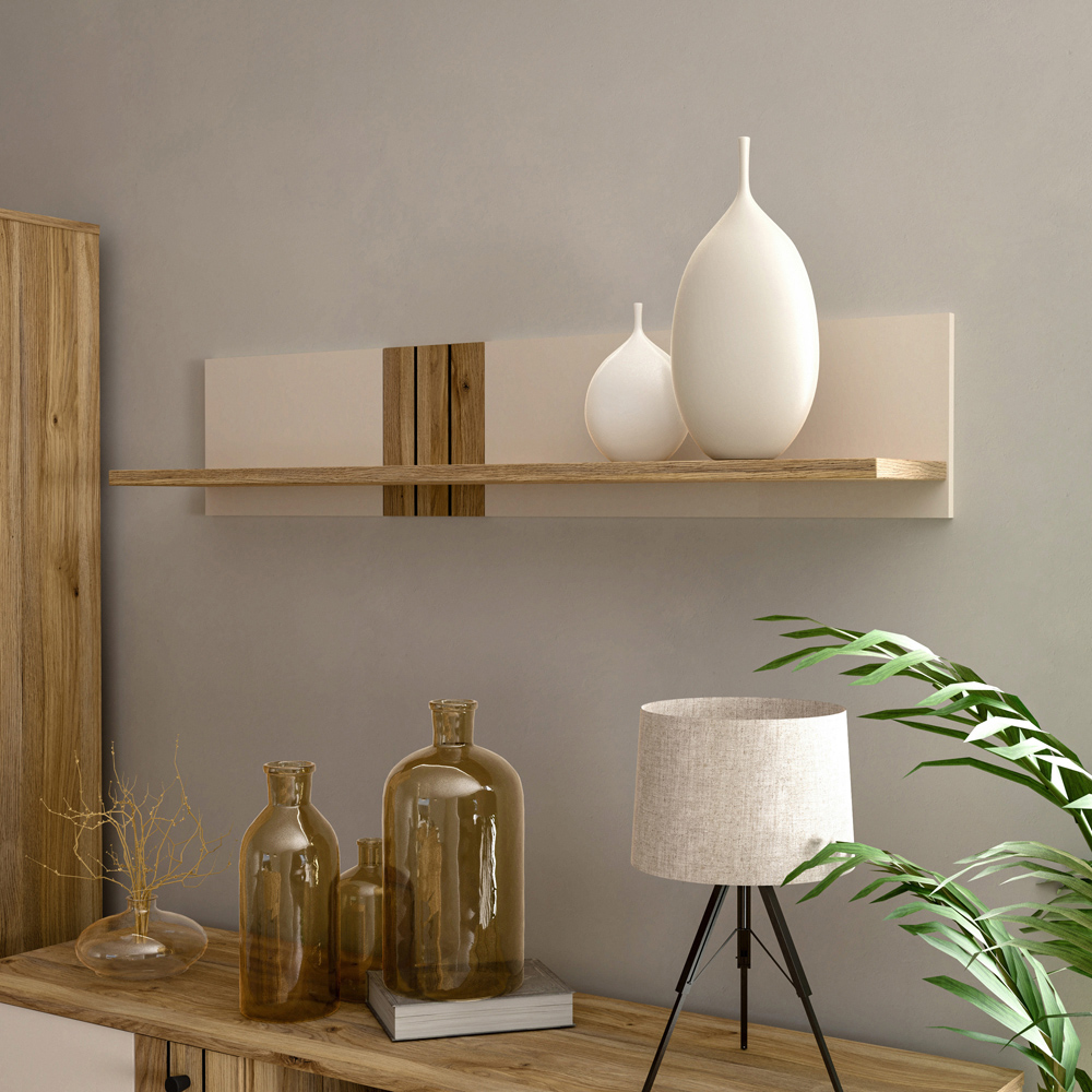 Florence Grafton Cream and Oak Wall Shelf Image 6