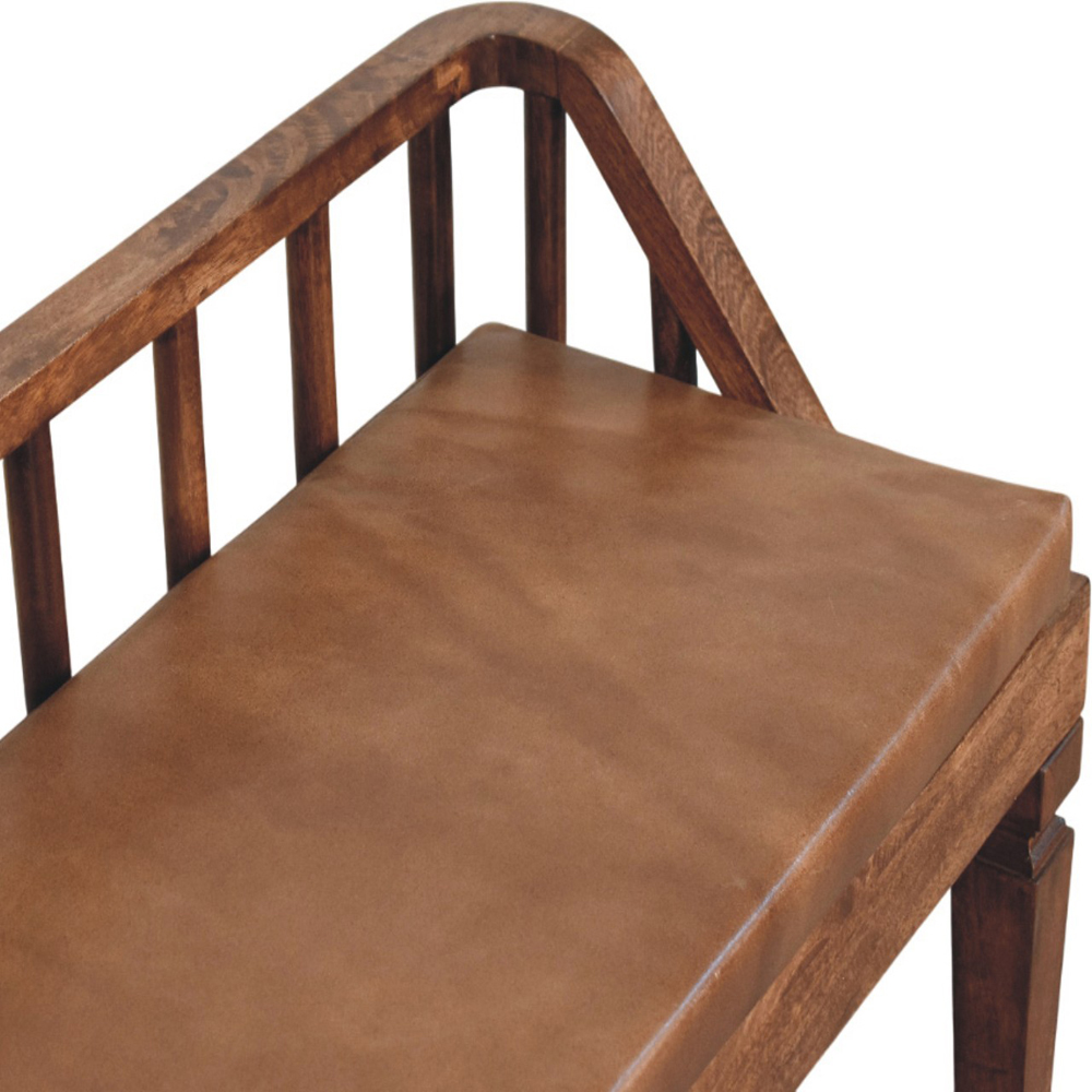 Artisan Furniture Bordeaux Roasted Almond 2 Seater Leather Upholstered Solid Wood Bench Image 6
