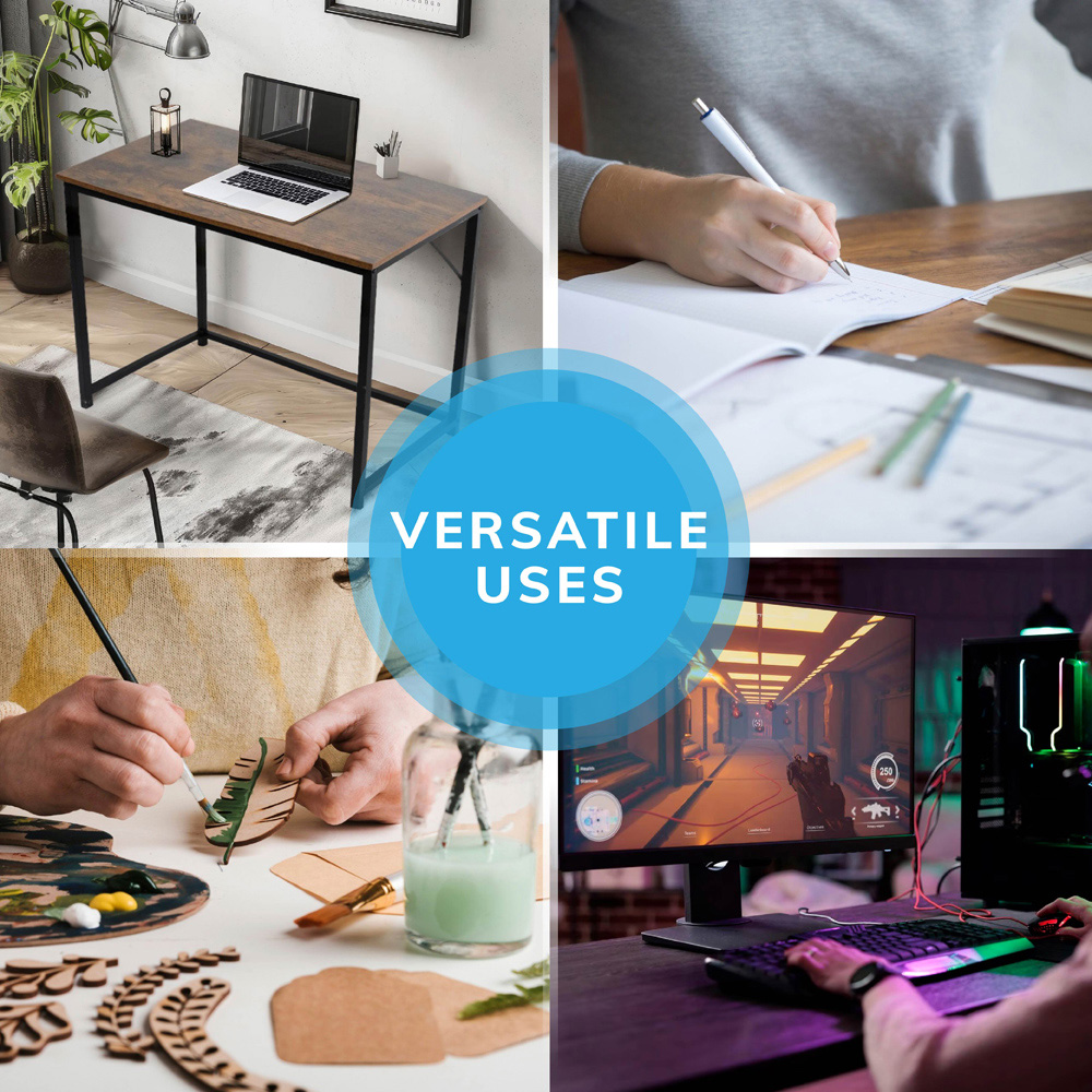 House of Home Computer Desk Rustic Dark Brown and Black Image 6