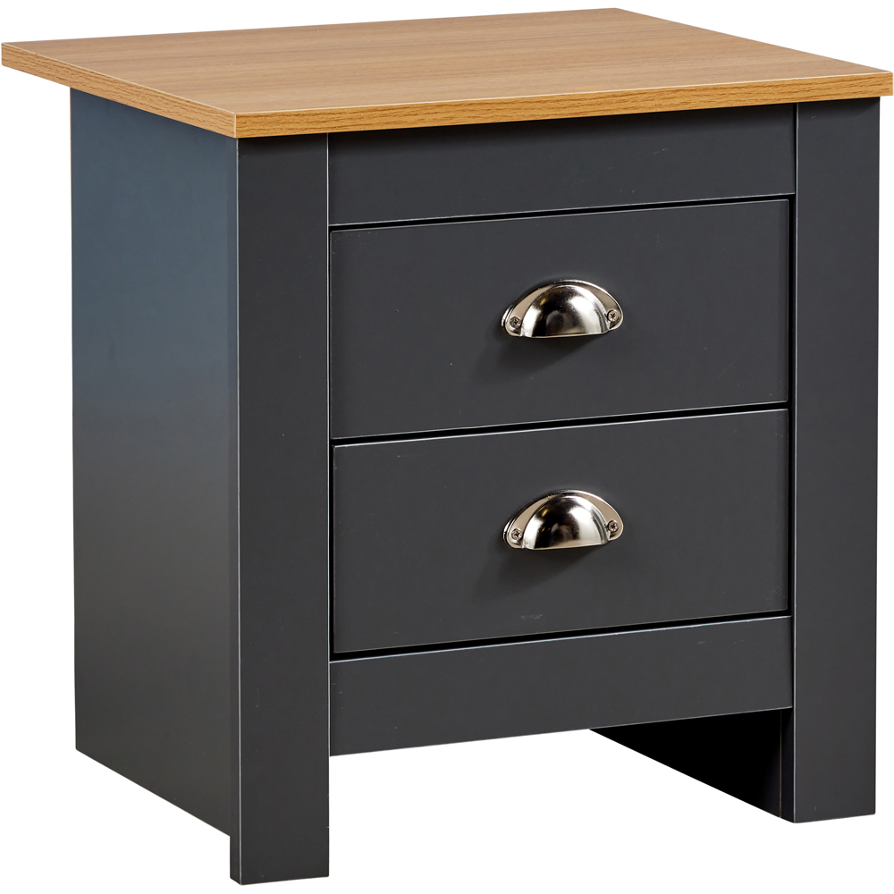 Home Source Camden 2 Drawer Graphite Grey Bedside Table Image 2