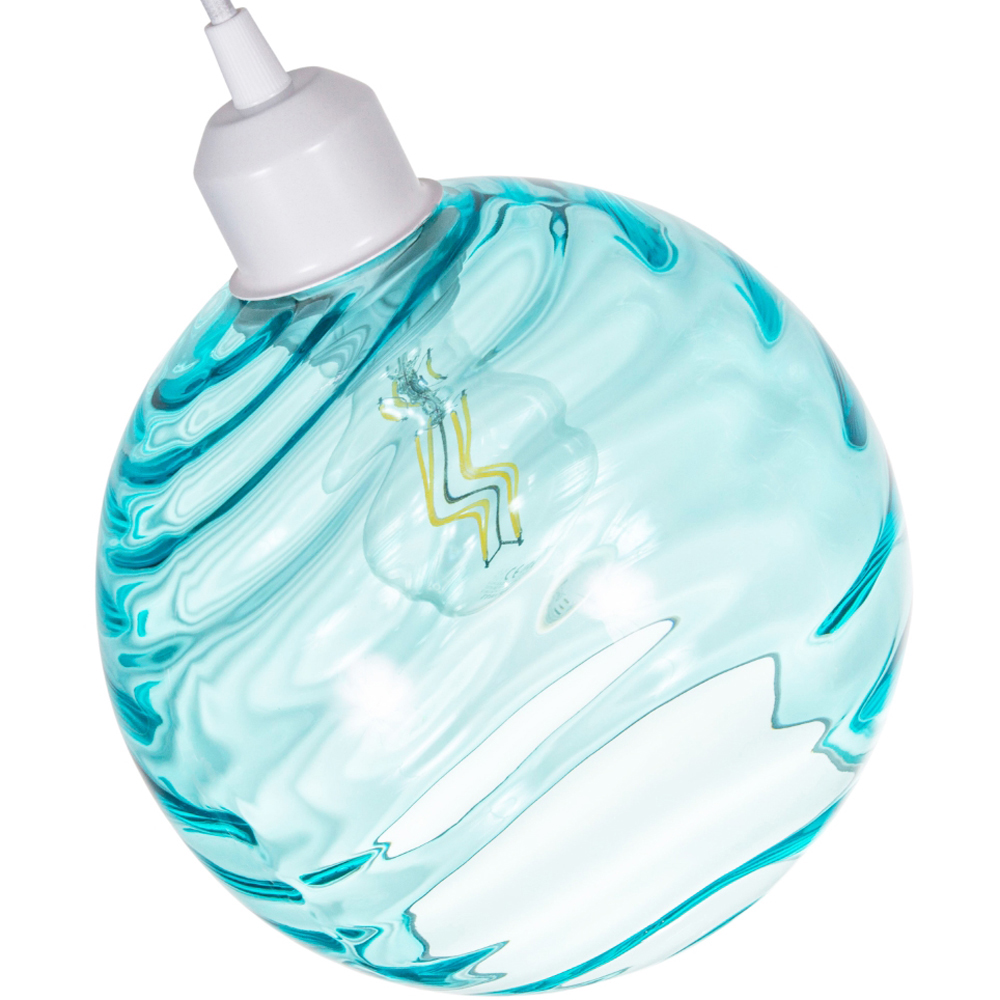 Happy Homewares Designer Teal Circular Ribbed Glass Non Electric Pendant Shade Image 5