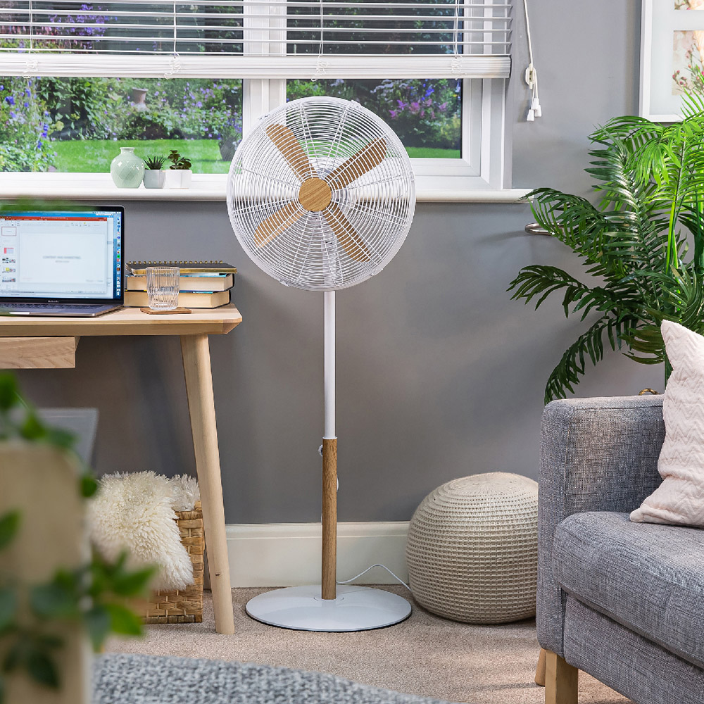 Russell Hobbs White Scandi Style Height Adjustable Oscillating Pedestal Fan 16 inch Image 5