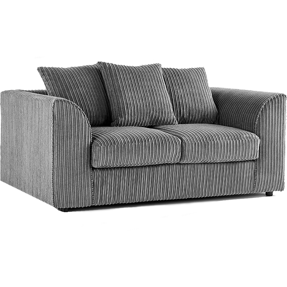 Luxor 4 Seater Grey Jumbo Cord Scatter Back Sofa Suite Image 3