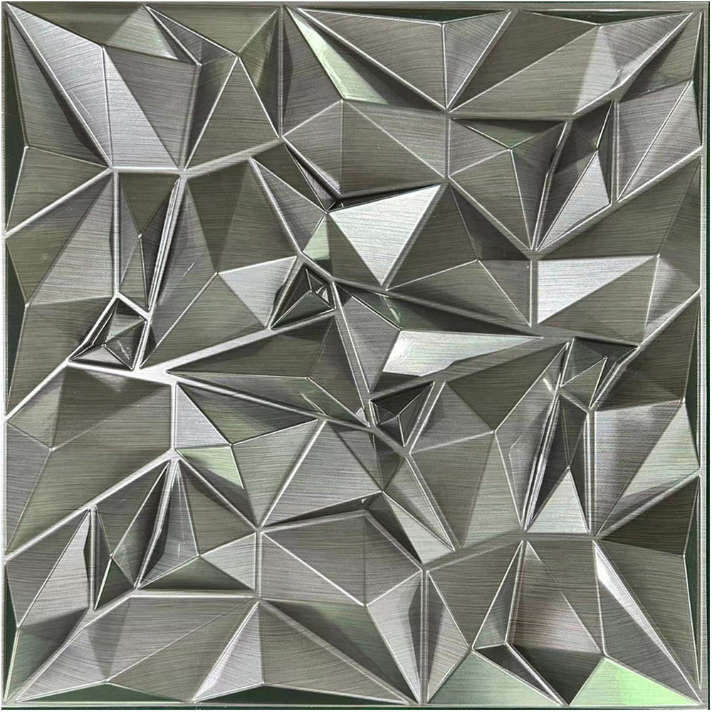 Britwall 3D Silver Faceted Diamond PVC Wall Panel 500 x 500 x 1mm 4 Pack Image 2