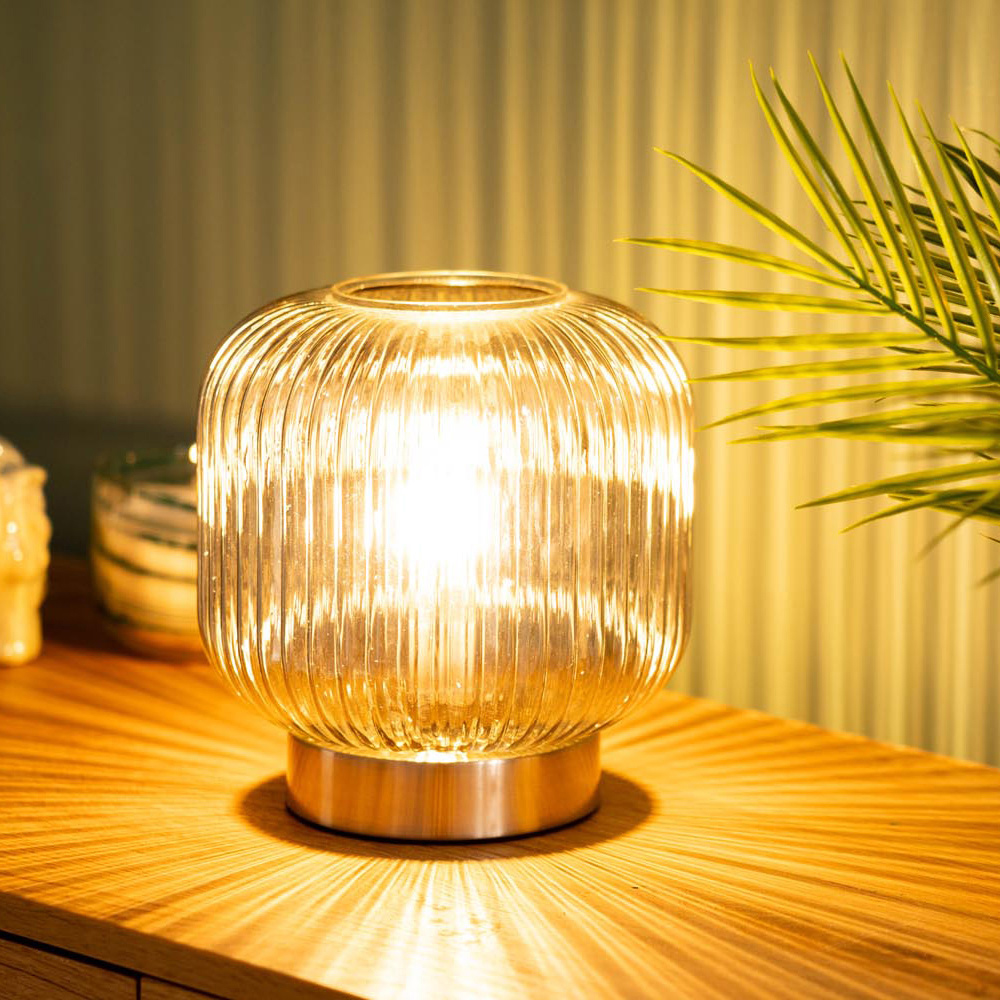 ValueLights Monroe Smoked Glass Table Lamp Image 2