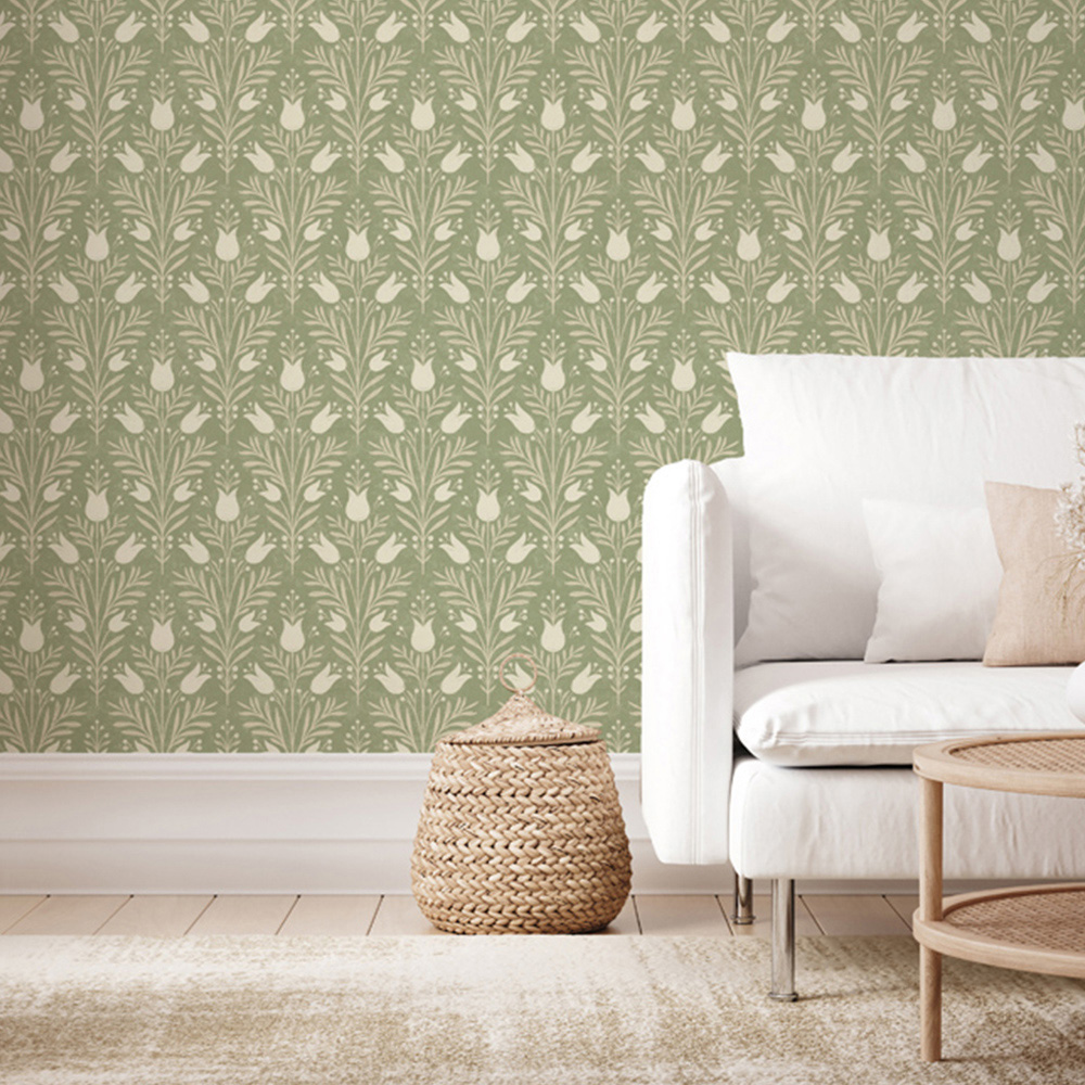 Esselle Home Heritage Tulip Spring Green Wallpaper Image 5