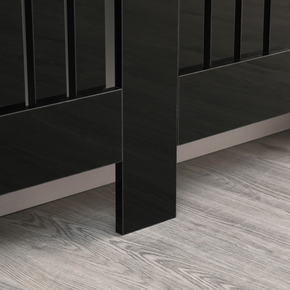 Portland Vertical Slat High Gloss Black Radiator Cover Large Image 5