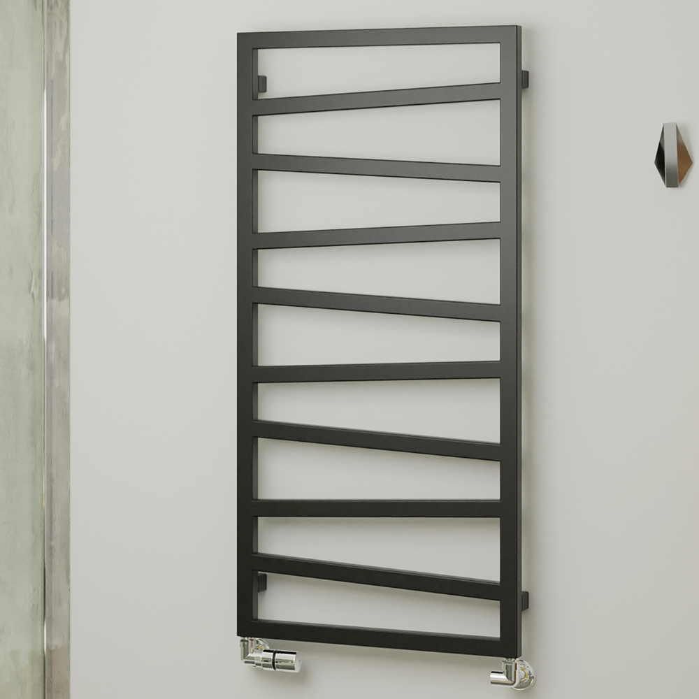Terma Zig Zag Heban Black Heated Towel Rail 1070 x 500mm Image 2