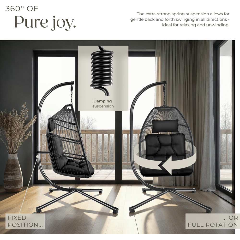 tectake Ariane Black Egg Chair Image 6