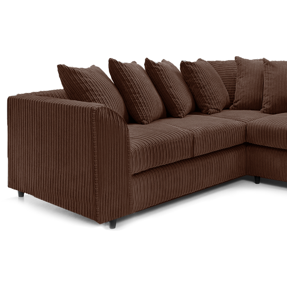 Luxor 5 Seater Chocolate Jumbo Cord Scatter Back L Shaped Corner Sofa Set Image 3