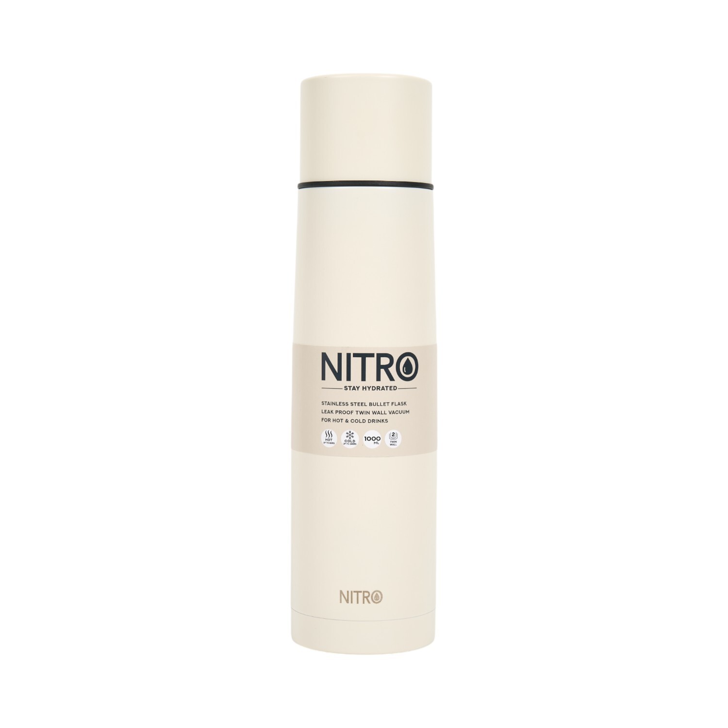 Nitro Stainless Steel Bullet Flask Cream | Homebase