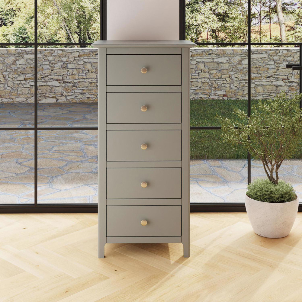 FWStyle Palma 5 Drawer Grey Ready Assembled Chest of Drawers Image 8