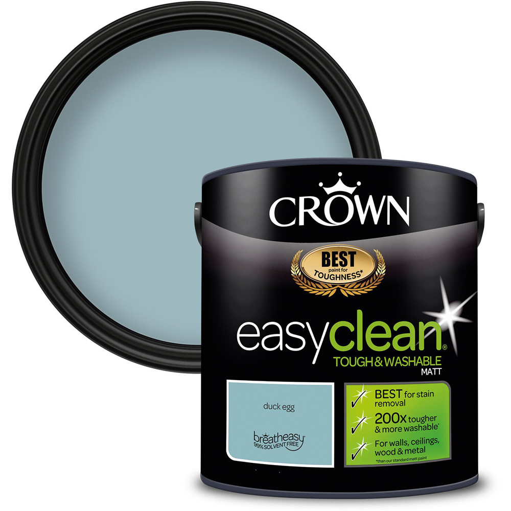 Crown Easyclean Duck Egg Matt Emulsion Multisurface Paint 2.5L Image 1