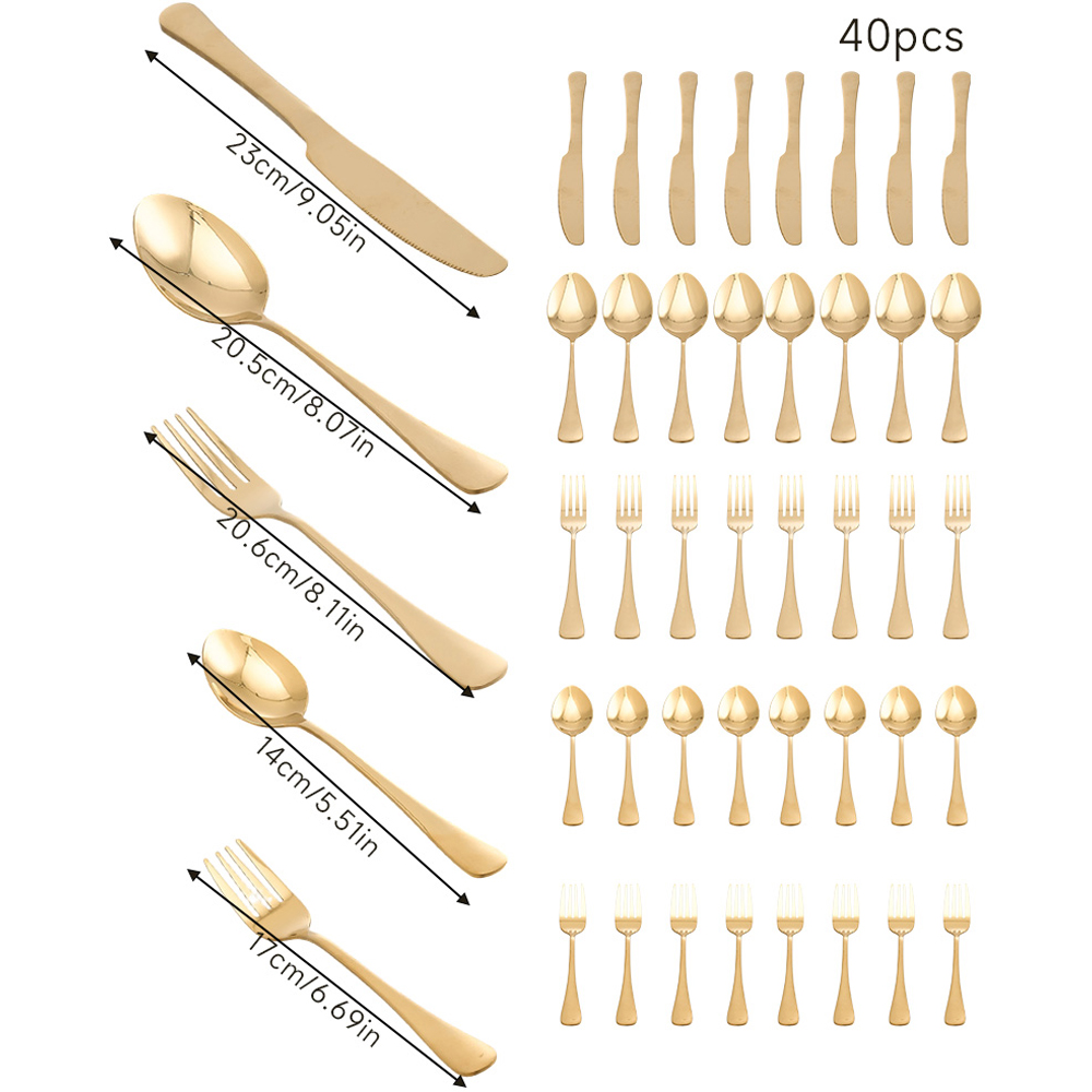 Living and Home 40 Piece Gold Stainless Steel Cutlery Set Image 8
