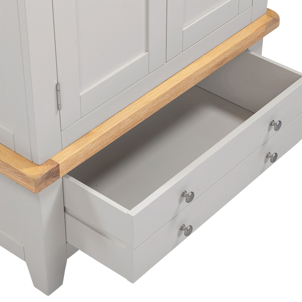 Seconique Windsor 2 Door Single Drawer Pebble Grey and Oak Wardrobe Image 6
