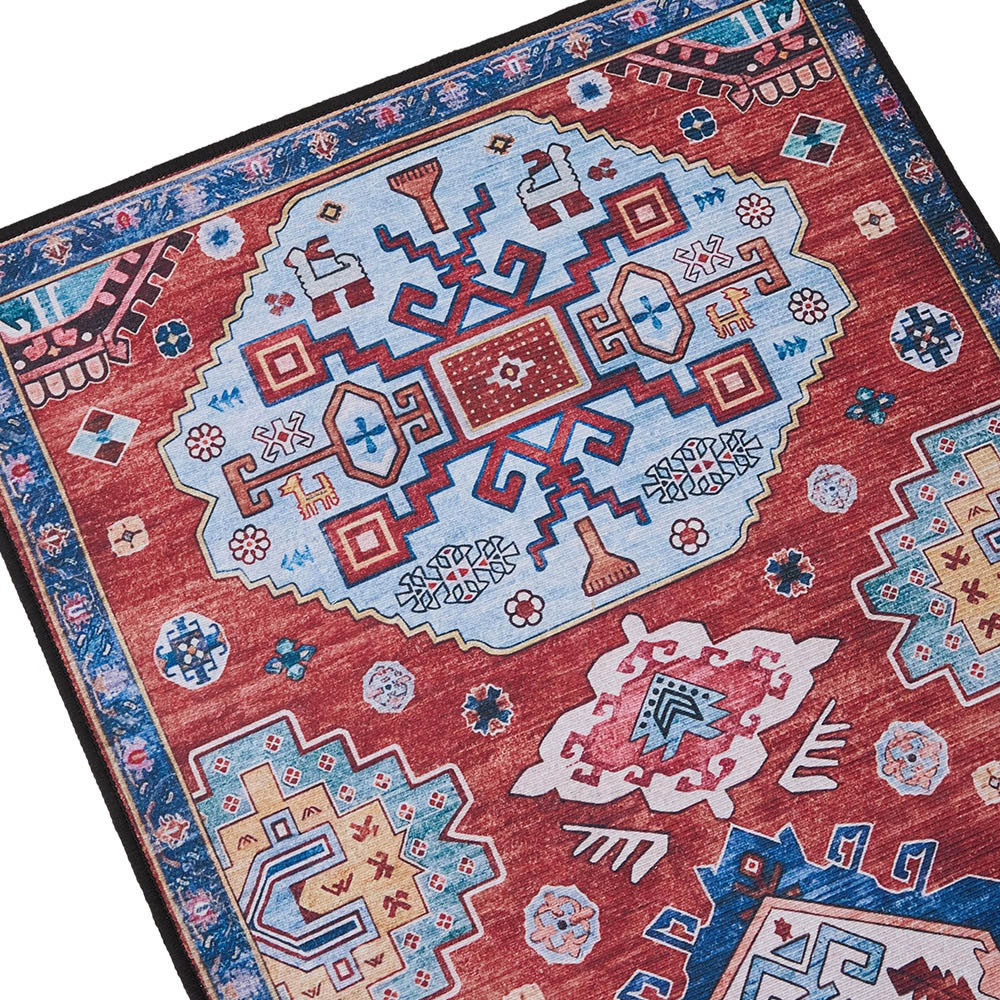 Living and Home Bohemian Red Eclectic Geometric Non-Slip Runner Rug 180 x 60cm Image 3