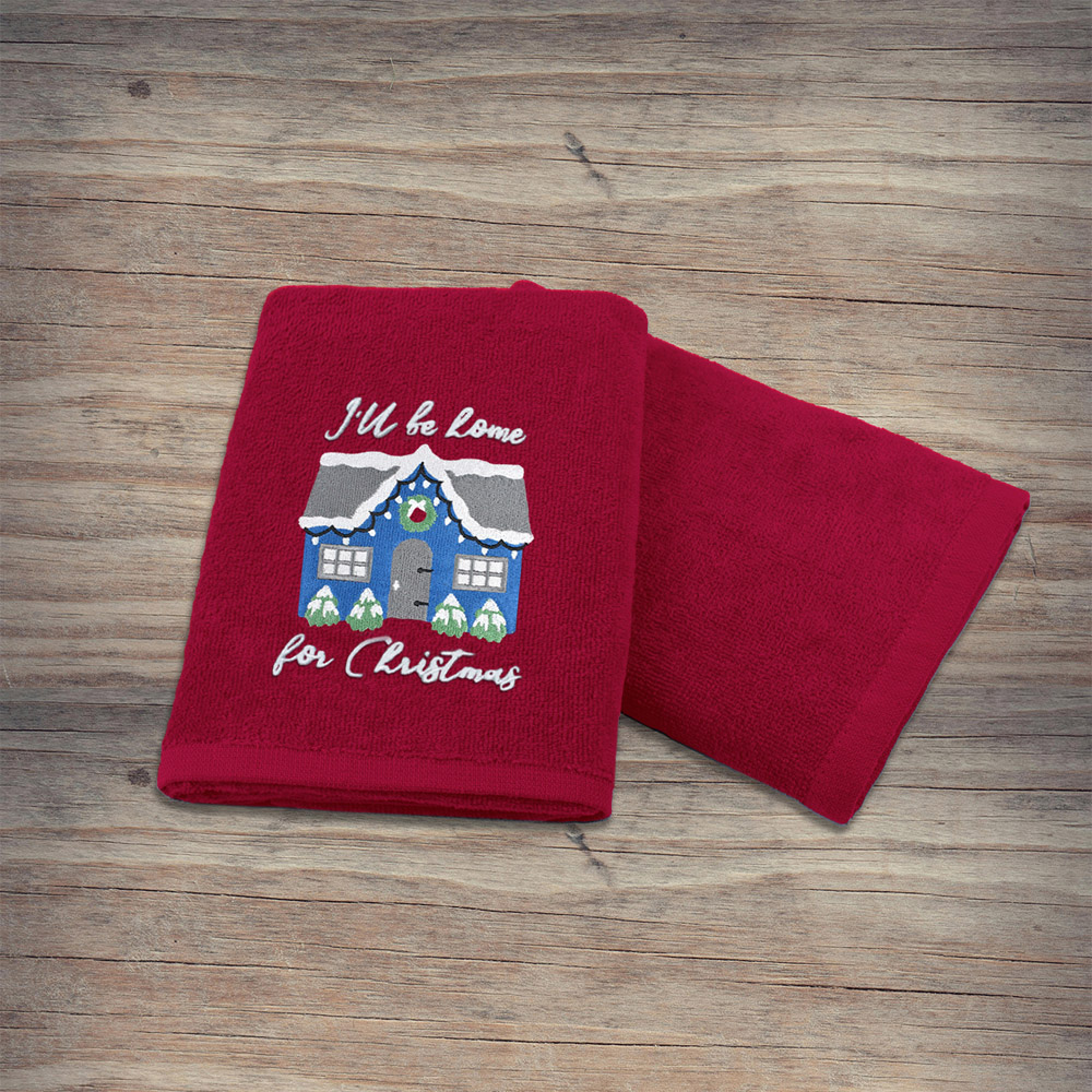 Noel Square Xmas I'll Be Home Red Hand Towel 2 Pack Image 5