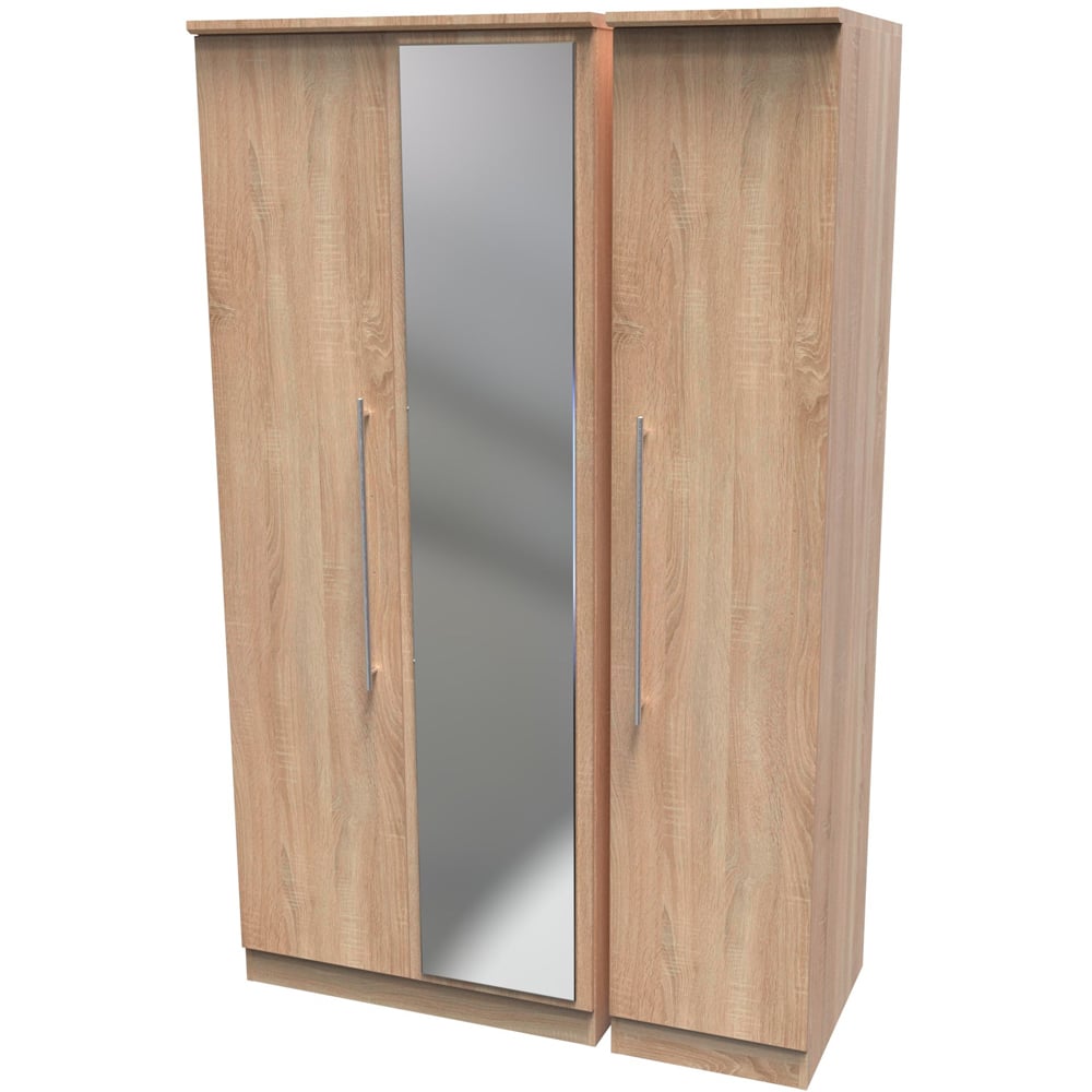Crowndale Sherwood 3 Door Bardolino Oak Triple Mirror Wardrobe Image 4