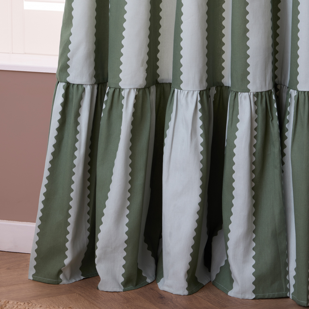 Furn Birdie Bay Green and Mist Stripe Cotton Fully Lined Pencil Pleat Curtains 229 x 229cm Image 3