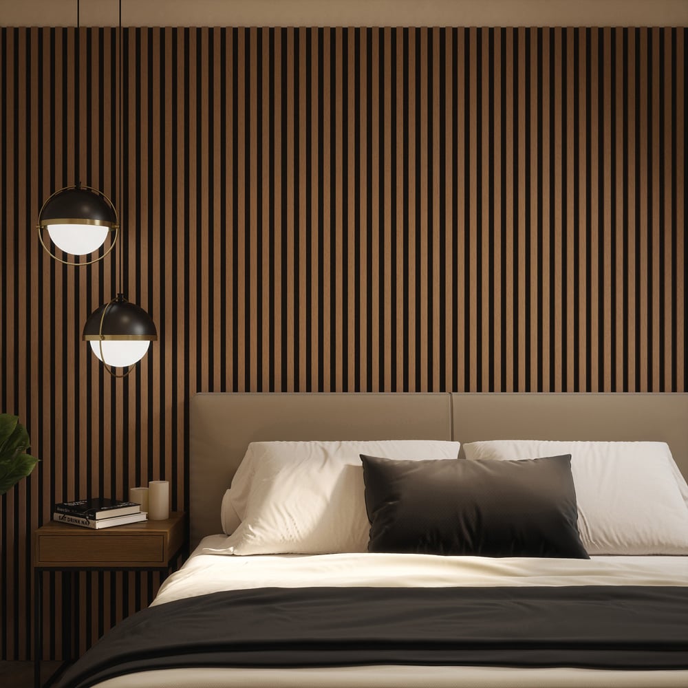 Tuscan Smoked Oak PVC Wrapped Acoustic Wall Panel 240 x 60.8cm Image 1