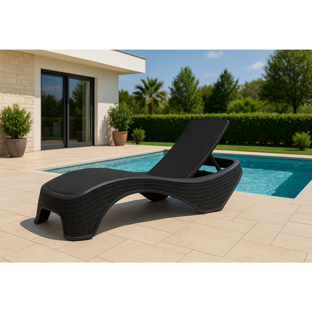 Centurion Supports Maldives Black Rattan Adjustable Sun Lounger Image 4