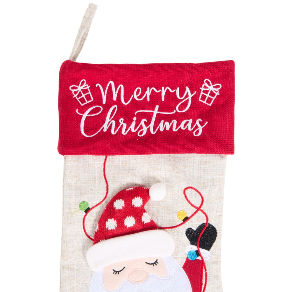 Santa or Bear Novelty StockingWhite and Red Image 6