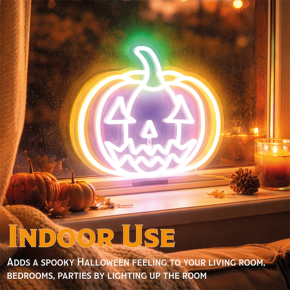 FXLab Pumpkin Silhouette Neon Light Indoor Halloween Decoration 26.1 x 24.8cm Image 5