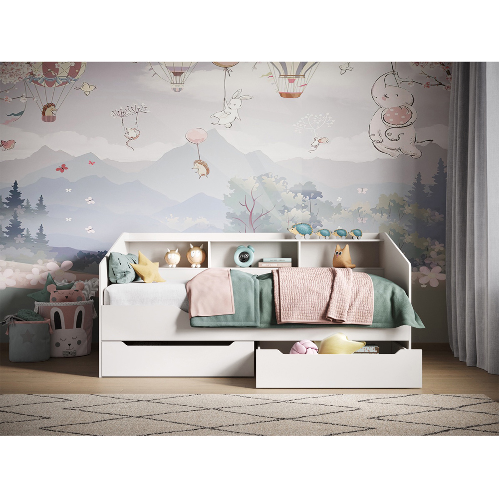Flair Leni White 2 Drawer 3 Shelves Day Bed Image 4