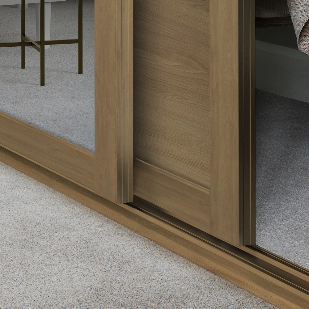 Spacepro Shaker 4 Door Oak Frame Mirror Sliding Wardrobe Kit 3506mm Image 4