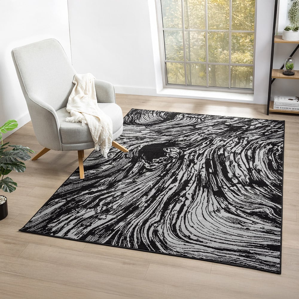 Desire Rugs Obsidian Grey Whirlpool Rug 120 x 170cm Image 2