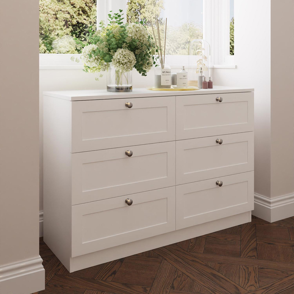 FWStyle Artus 6 Drawer White Panelled Chest of Drawers Image 6