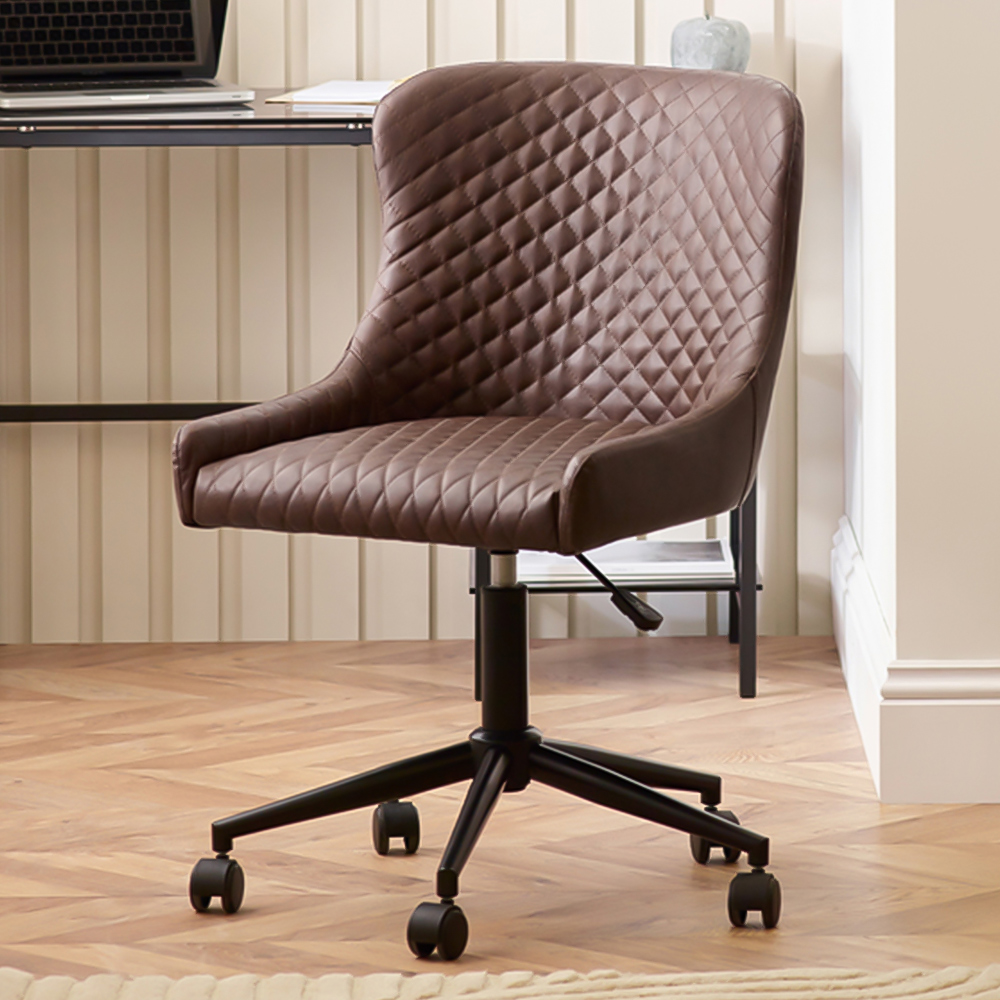 Julian Bowen Luxe Brown Faux Leather Office Chair Image 1