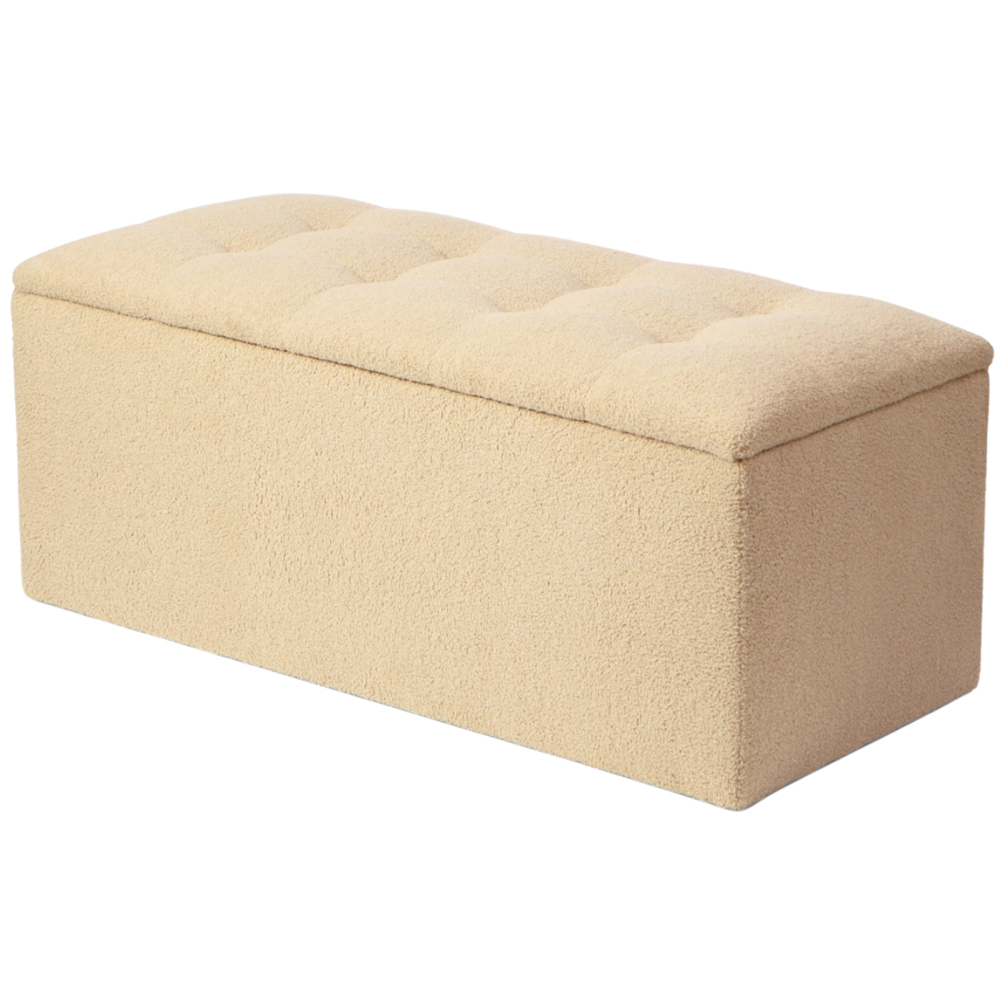 Desser Furniture Small Rectangular Latte Boucle Fabric Storage Ottoman Image 2