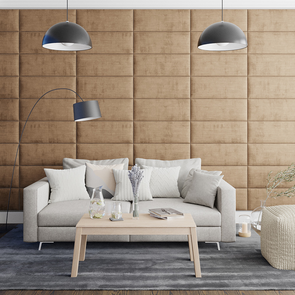 Aspire EasyMount Champagne Firenze Velour Upholstered Wall Mounted Headboard Panels 4 Pack Image 3