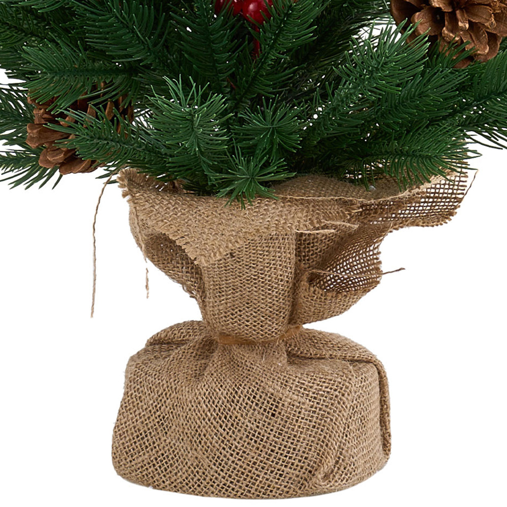 Living and Home Red Berries and Pinecones LED Mini Artificial Christmas Tree with 1.8ft Image 5