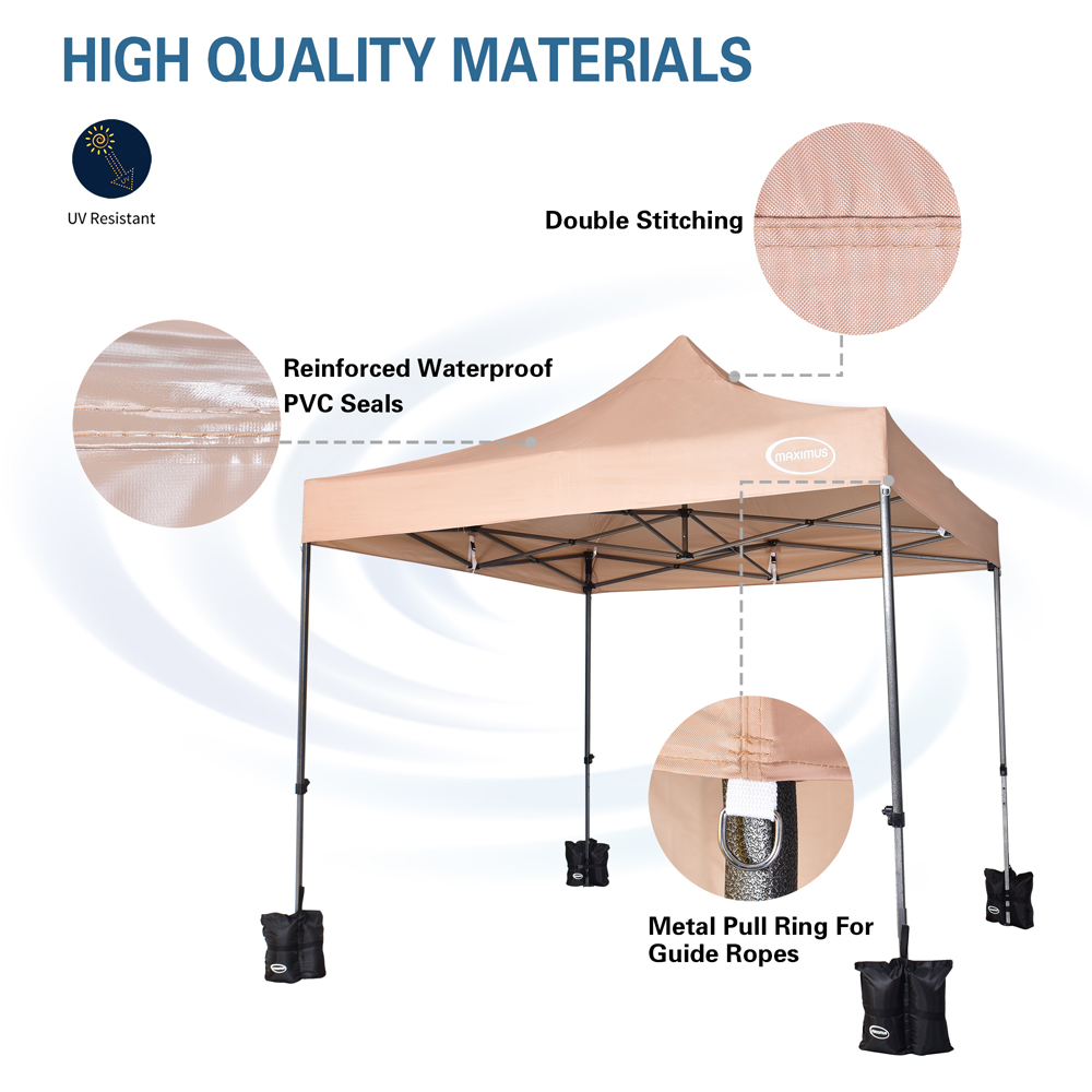 Maximus Beige Pop Up Patio Canopy Tent 3 x 3m Image 5