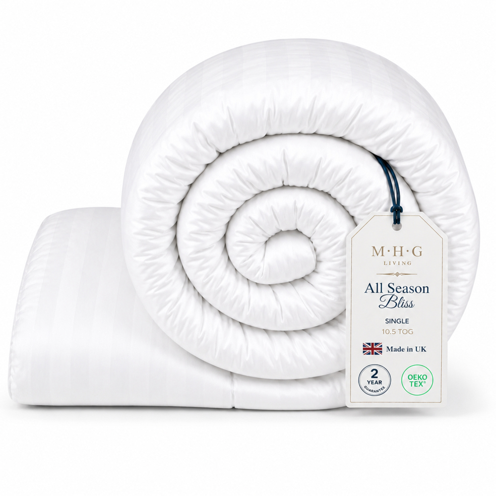 MHG Living Single White Striped All Season Hollowfibre Duvet 10.5 Tog Image 3