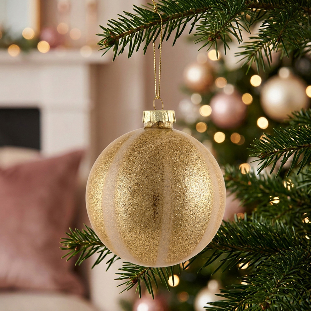 Champagne & Gold Striped Bauble - Gold Image 2