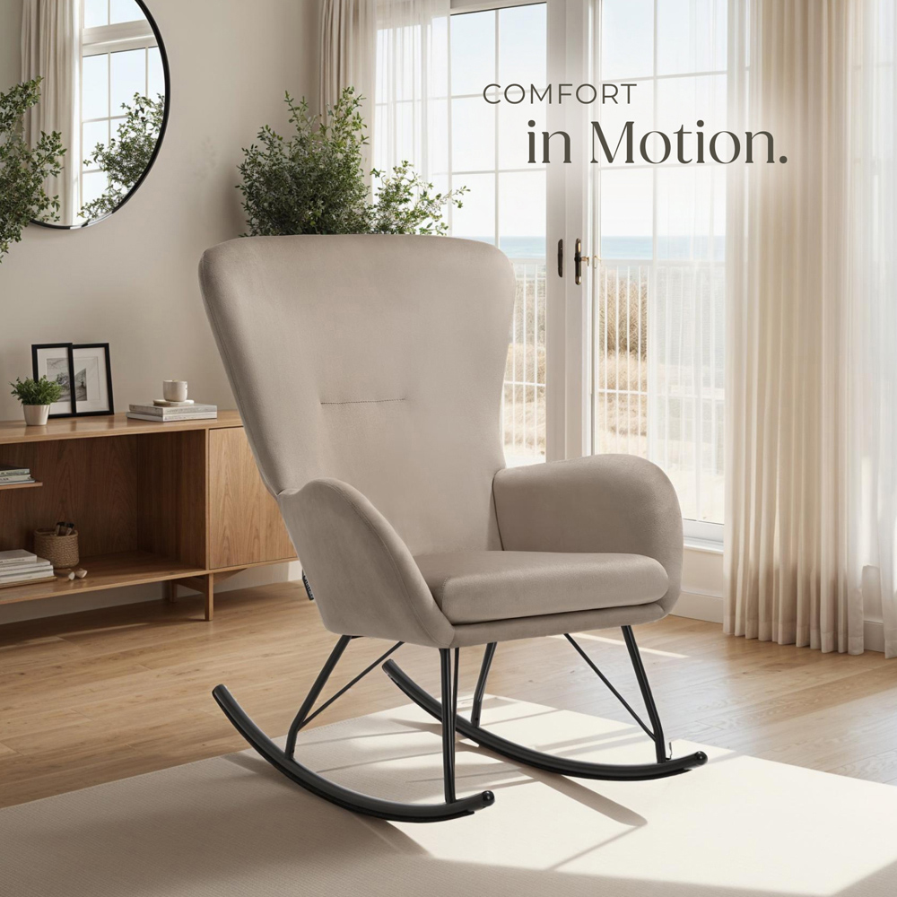 tectake Beige and Black Swing Rocking Chair Image 8